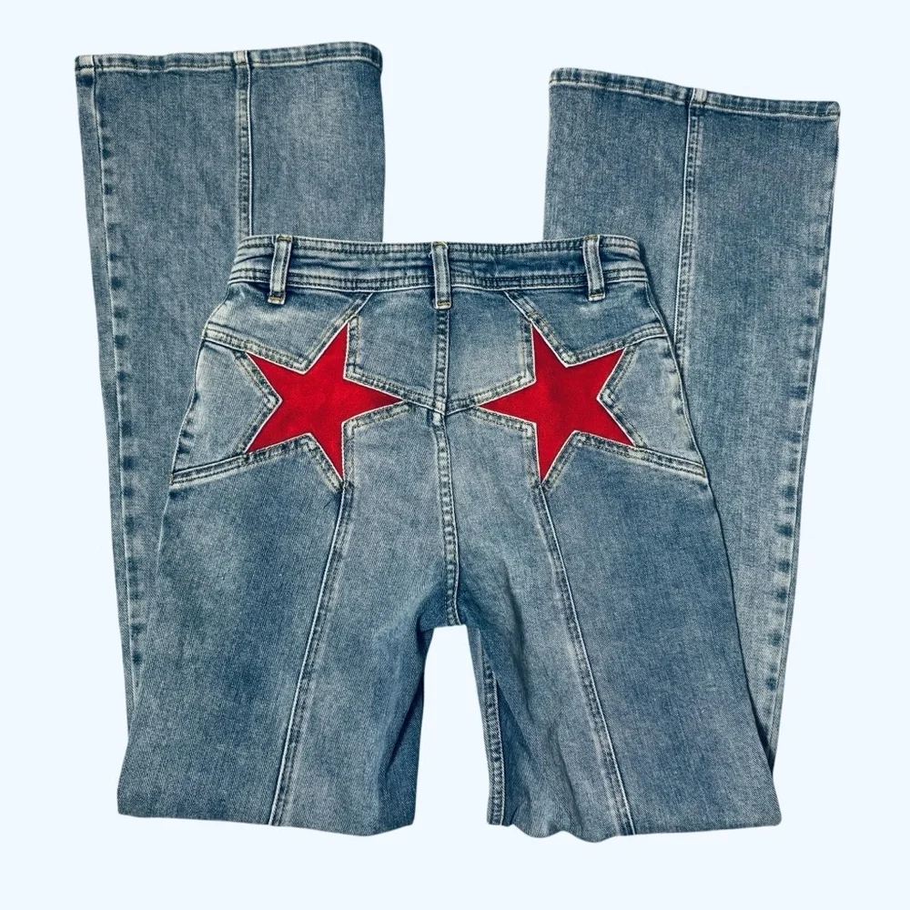 Free People We The Free Firecracker Flare Mid Stone Wash Jeans Size 27 - Picture 6 of 12